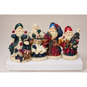 Vintage Resin Santa Claus Figurines – Lot of 4 Christmas Collectible Decor
